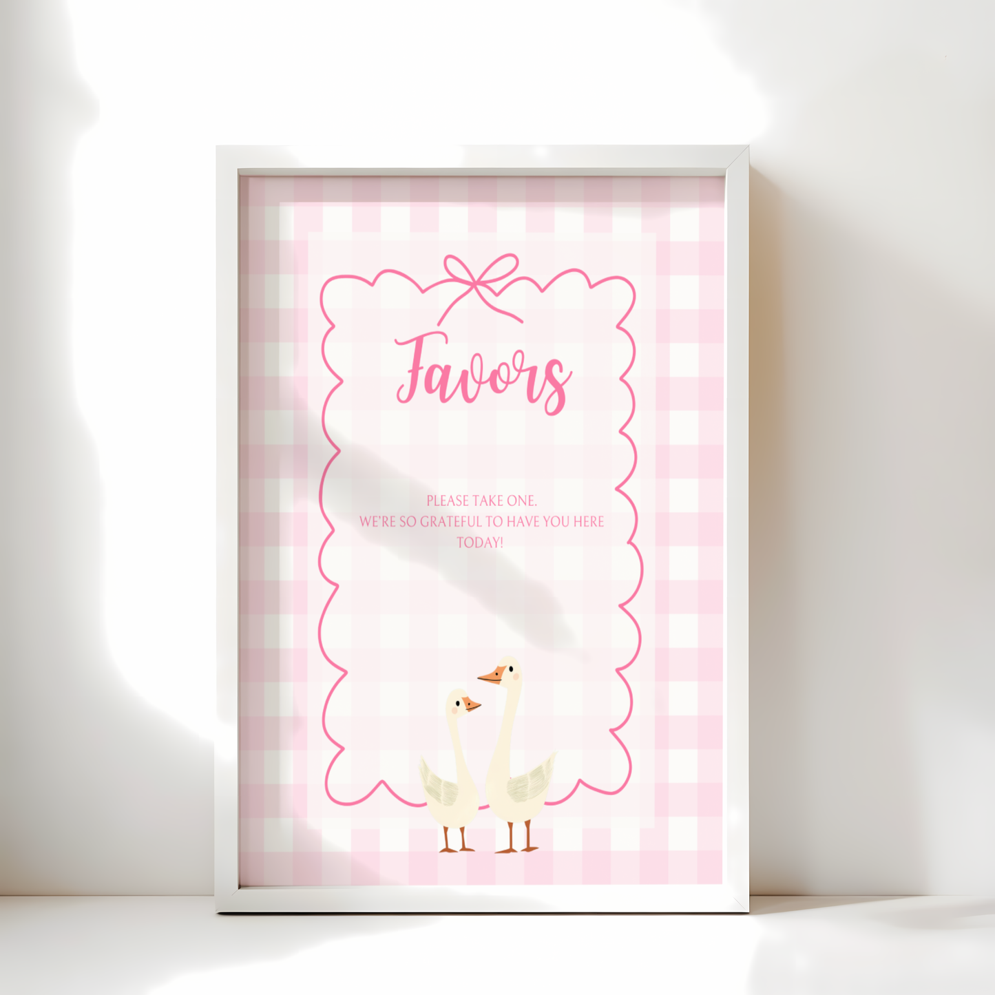 Baby Shower Table Sign Bundle - Pink Silly Goose Gingham BS22