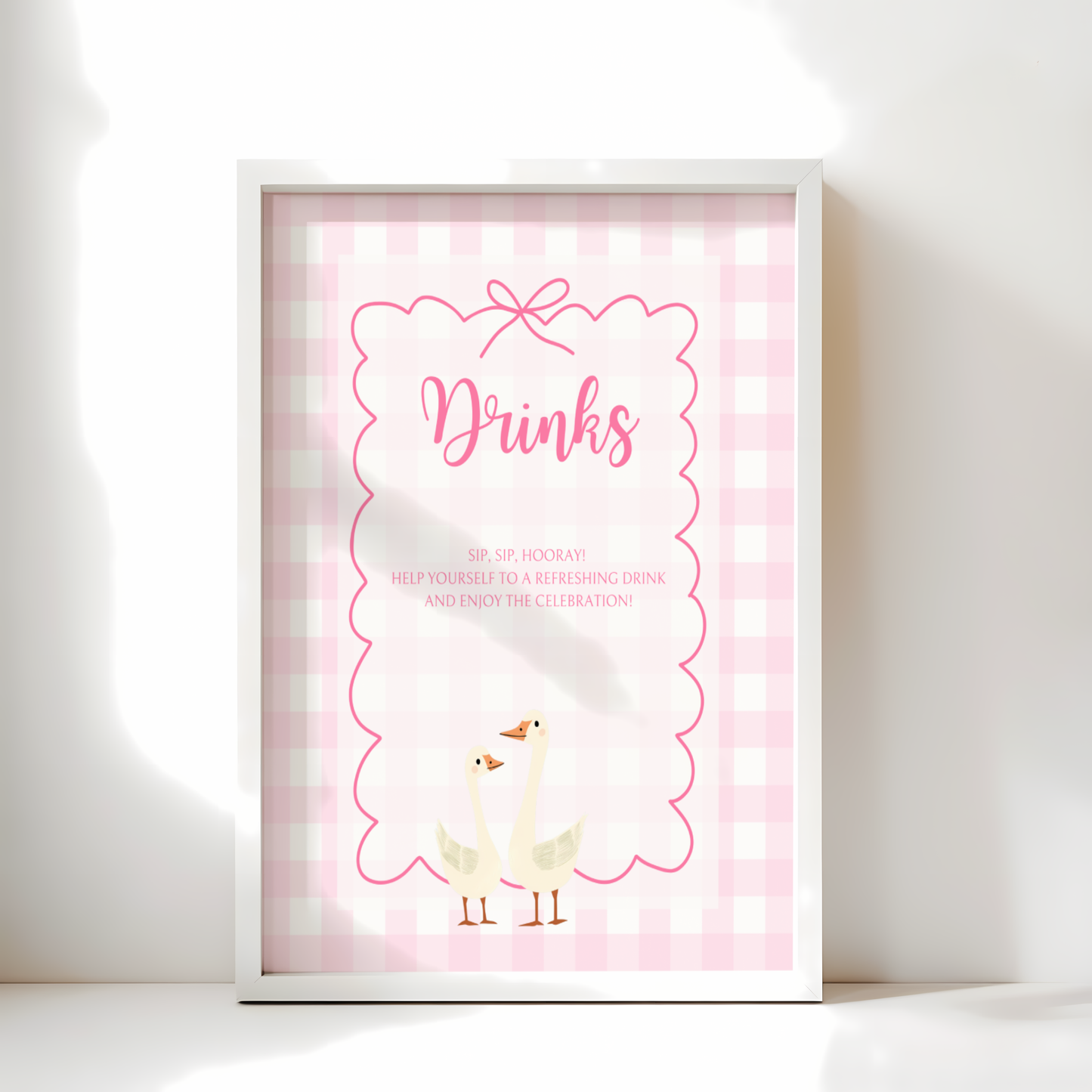 Baby Shower Table Sign Bundle - Pink Silly Goose Gingham BS22