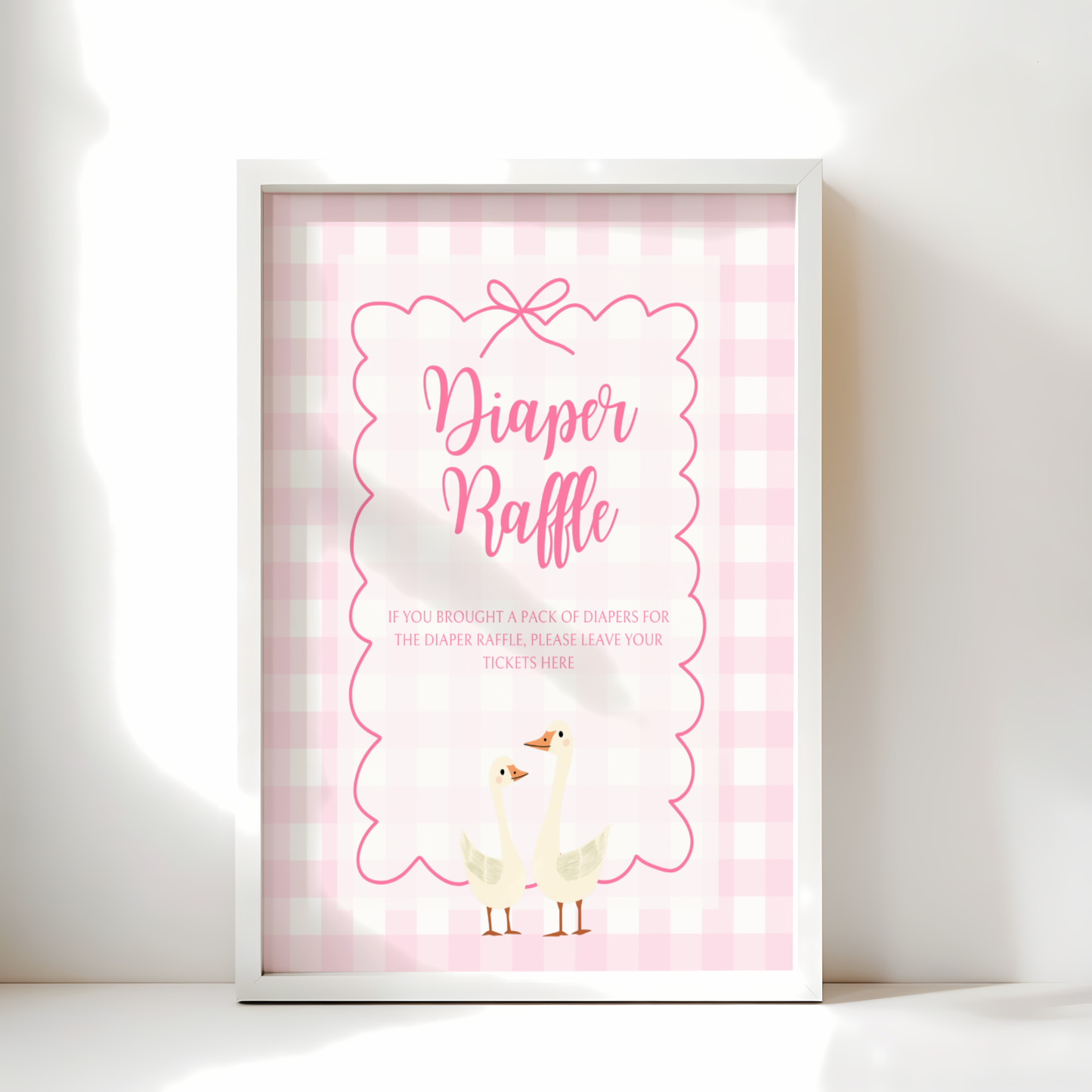 Baby Shower Table Sign Bundle - Pink Silly Goose Gingham BS22