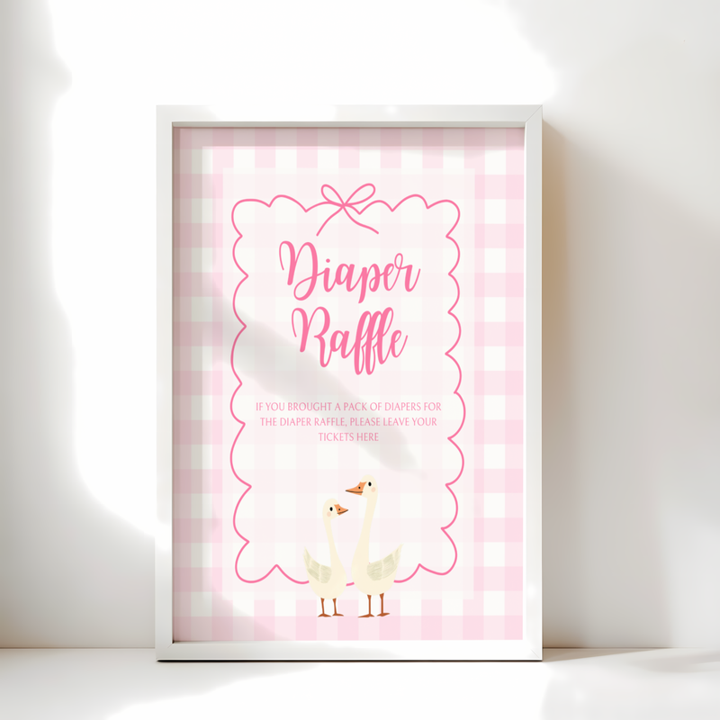 Baby Shower Table Sign Bundle - Pink Silly Goose Gingham BS22