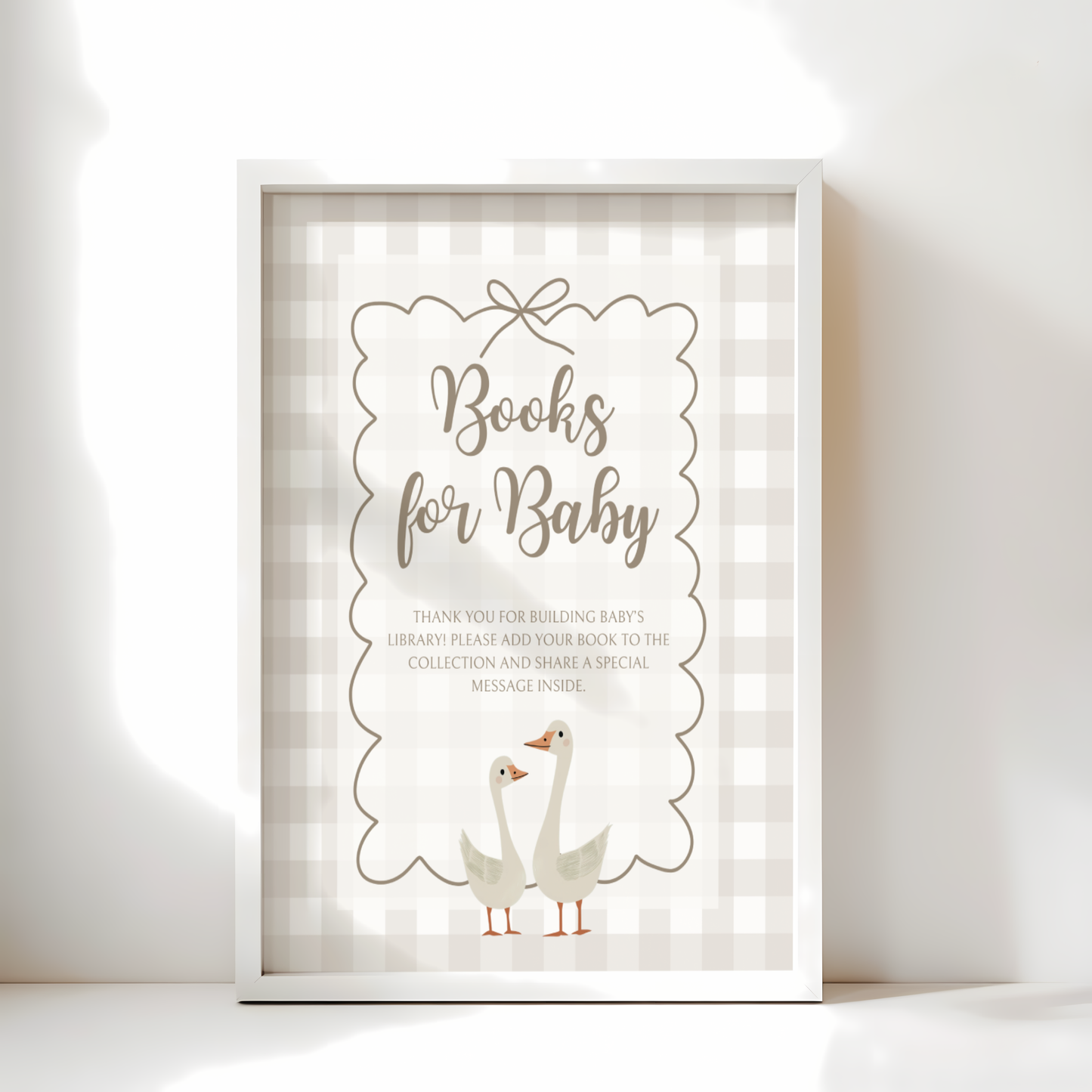 Baby Shower Table Sign Bundle - Beige Silly Goose Gingham Neutral BS25