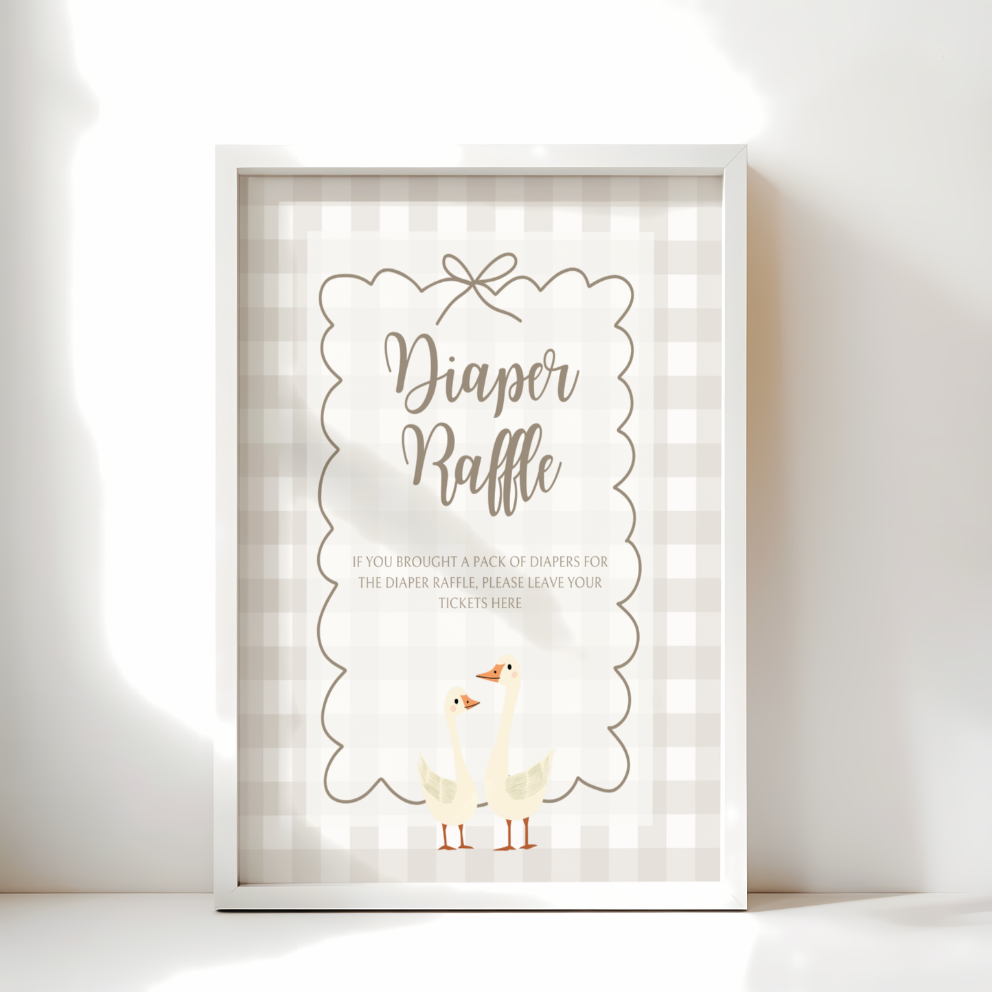 Baby Shower Table Sign Bundle - Beige Silly Goose Gingham Neutral BS25