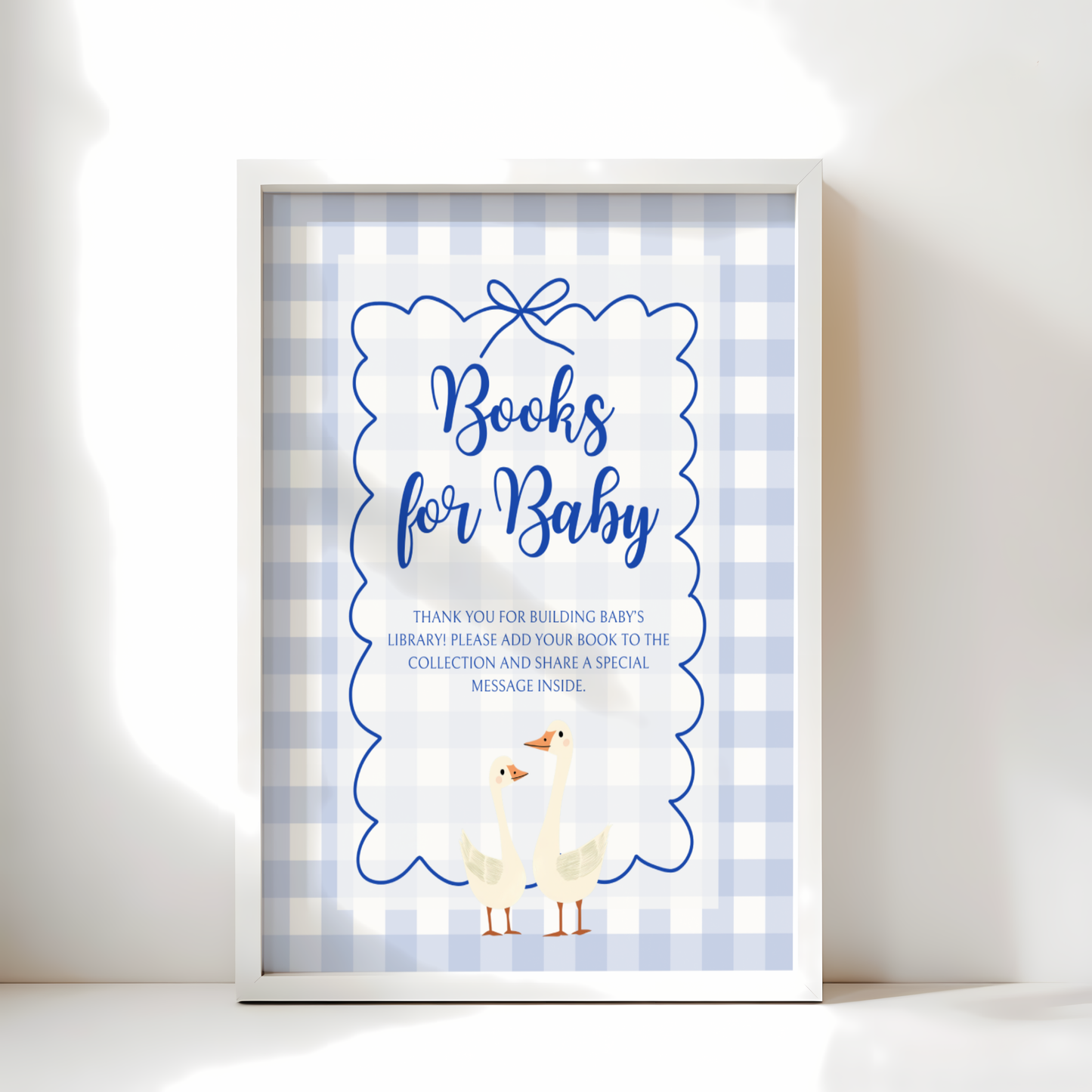 Baby Shower Table Sign Bundle - Blue Silly Goose Gingham BS23