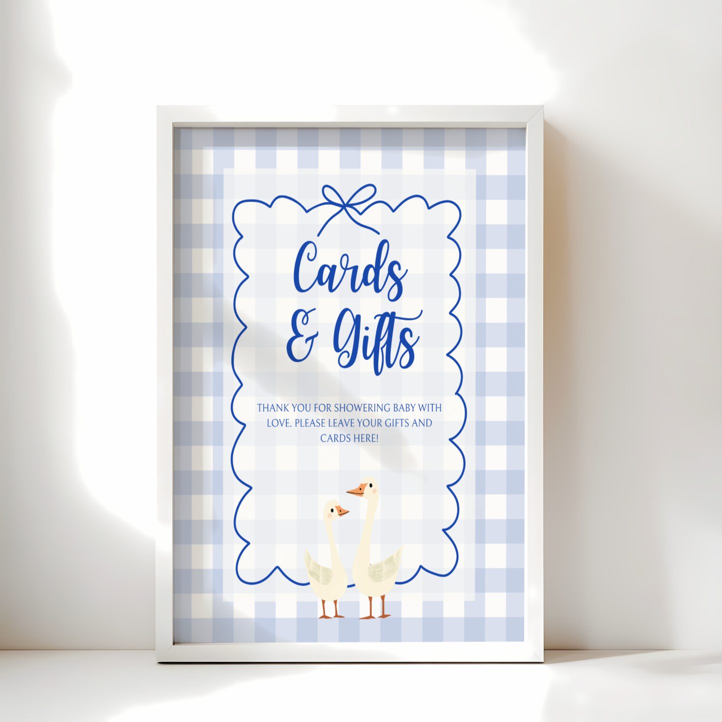 Baby Shower Table Sign Bundle - Blue Silly Goose Gingham BS23