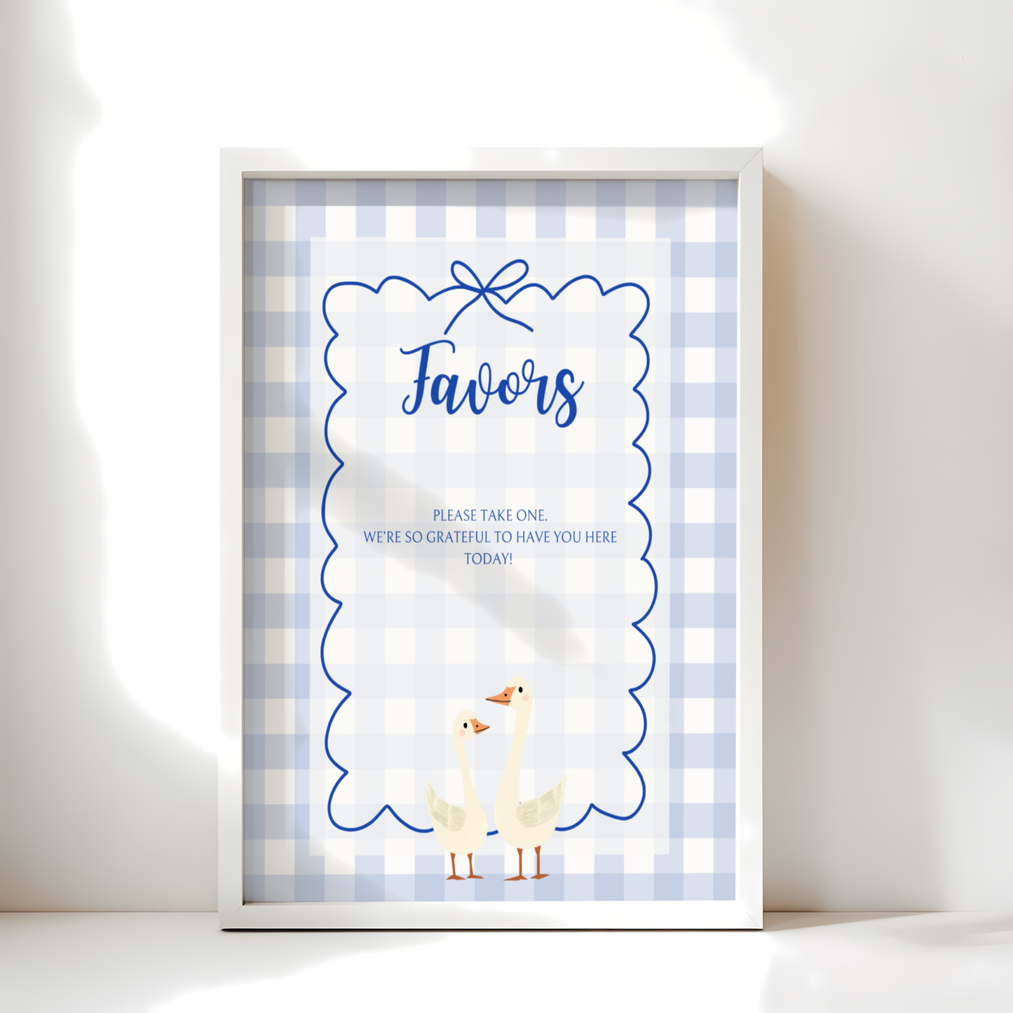 Baby Shower Table Sign Bundle - Blue Silly Goose Gingham BS23