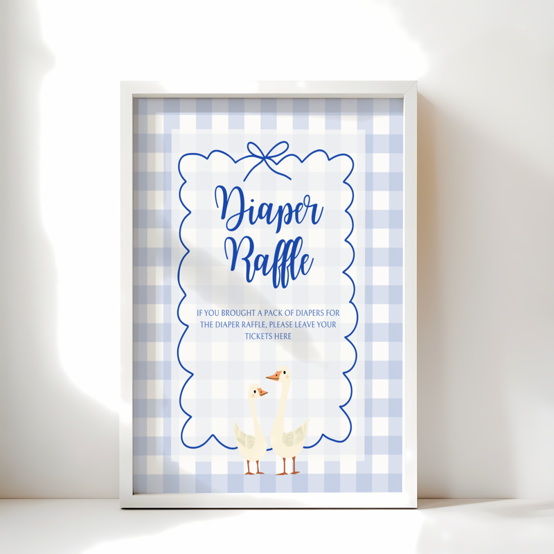 Baby Shower Table Sign Bundle - Blue Silly Goose Gingham BS23