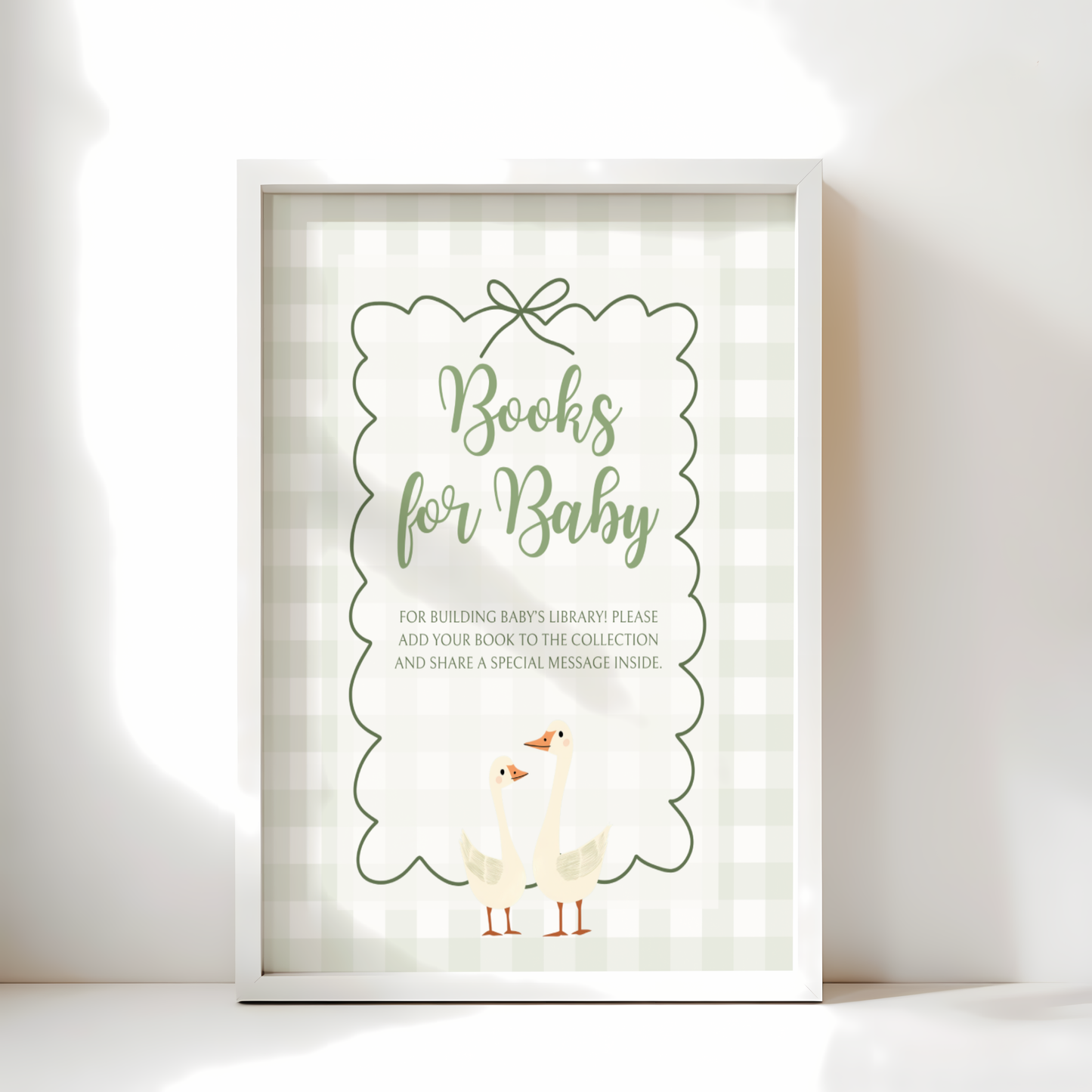 Baby Shower Table Sign Bundle - Green Silly Goose Gingham BS24