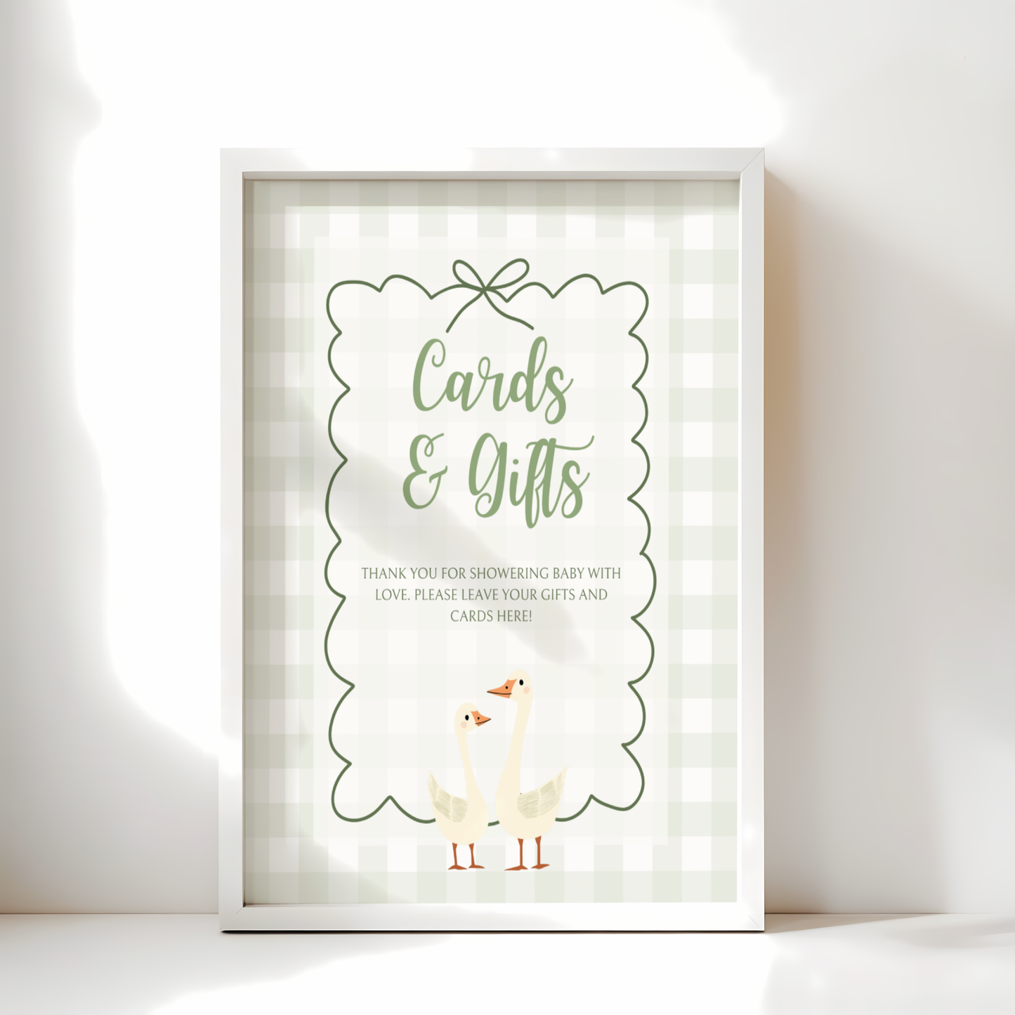 Baby Shower Table Sign Bundle - Green Silly Goose Gingham BS24