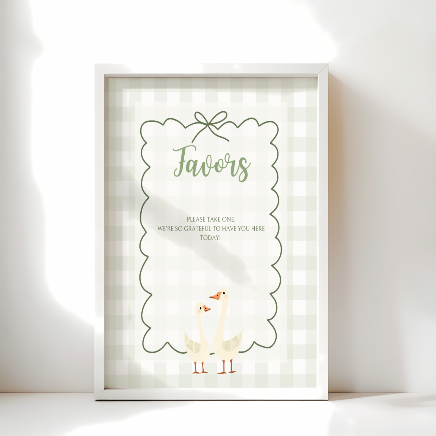 Baby Shower Table Sign Bundle - Green Silly Goose Gingham BS24
