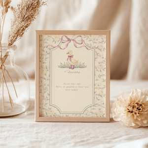 Vintage Floral Goose Baby Shower Table Signs Bundle BS150