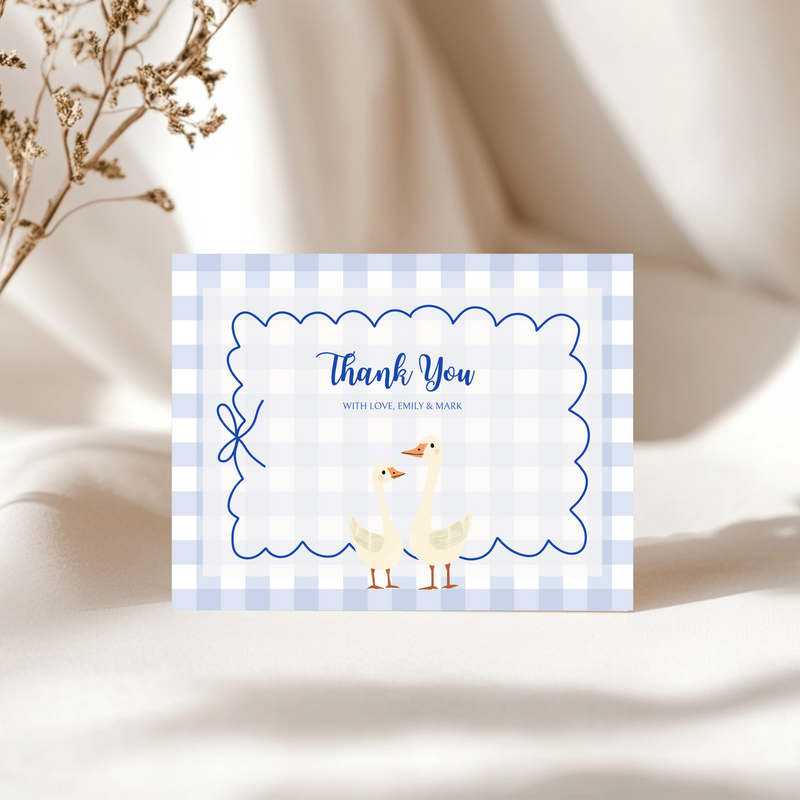 Baby Shower Invitation Bundle - Blue Silly Goose Gingham BS23