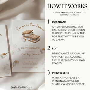 Baby Shower Invitation Bundle - S'more To Love Bonfire Marshmallows BS145