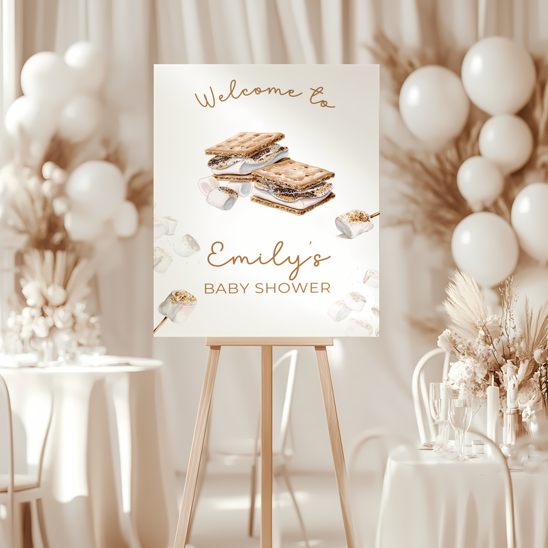 Baby Shower Welcome Sign - Bonfire Marshmallows S'more To Love BS145