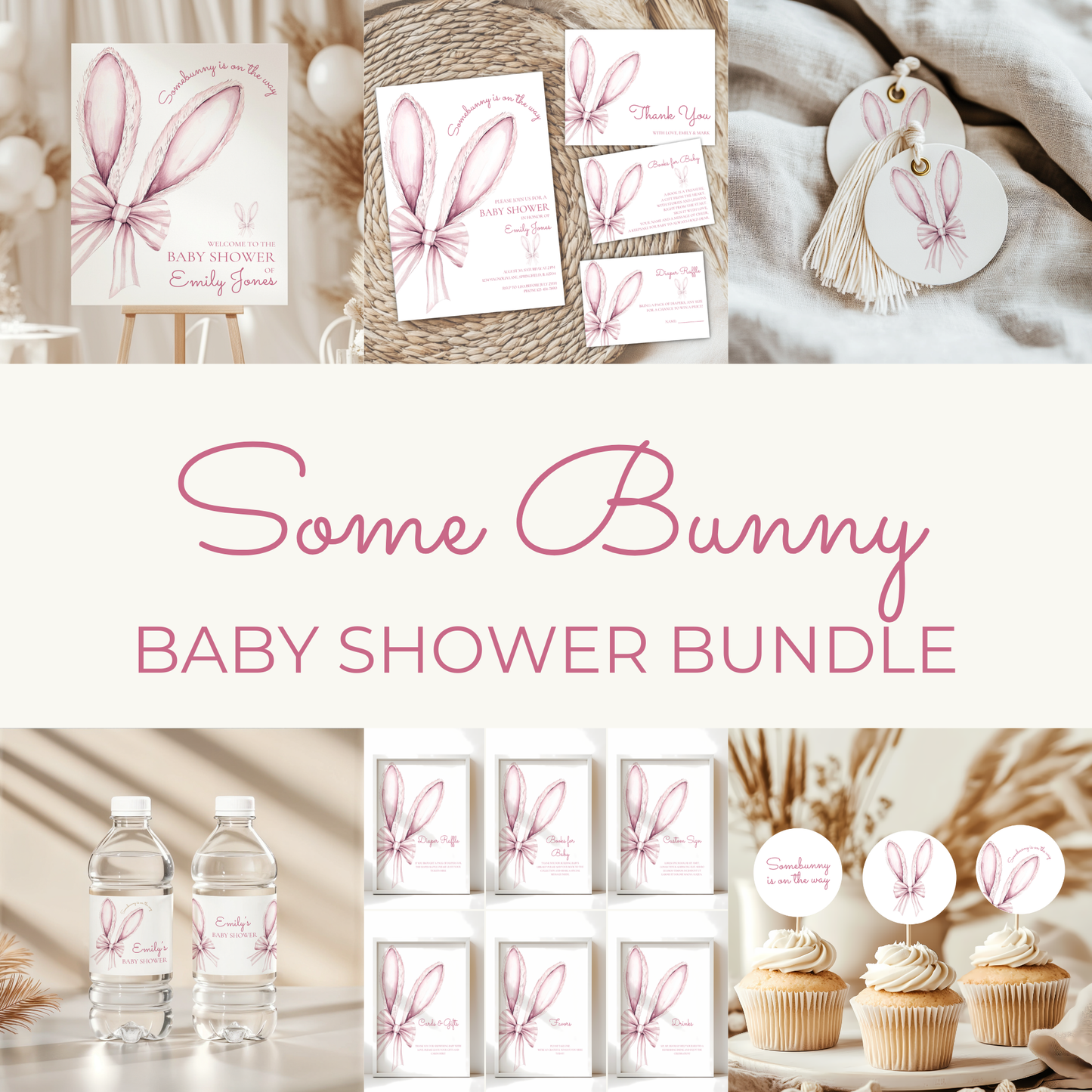 Baby Shower Mega Bundle - Some Bunny Pink Easter Bow BS76