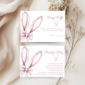 Baby Shower Invitation Bundle - Somebunny Is On The Way Easter Bunny Coquette Bow Pink BS75