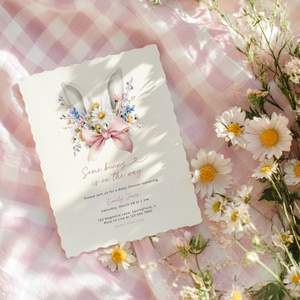 Floral Some Bunny Is On The Way Baby Shower Invitation BS286