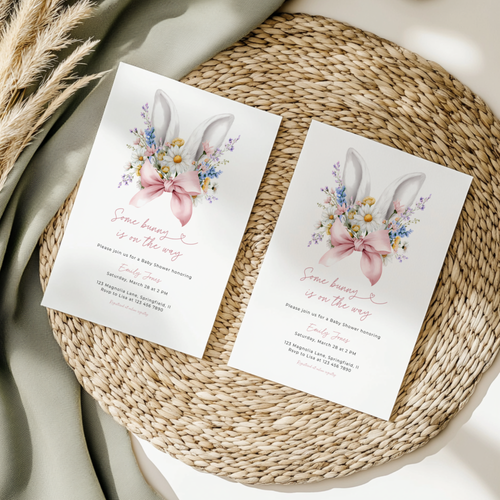 Floral Some Bunny Is On The Way Baby Shower Invitation BS286