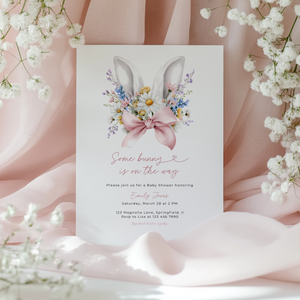 Floral Some Bunny Is On The Way Baby Shower Invitation BS286
