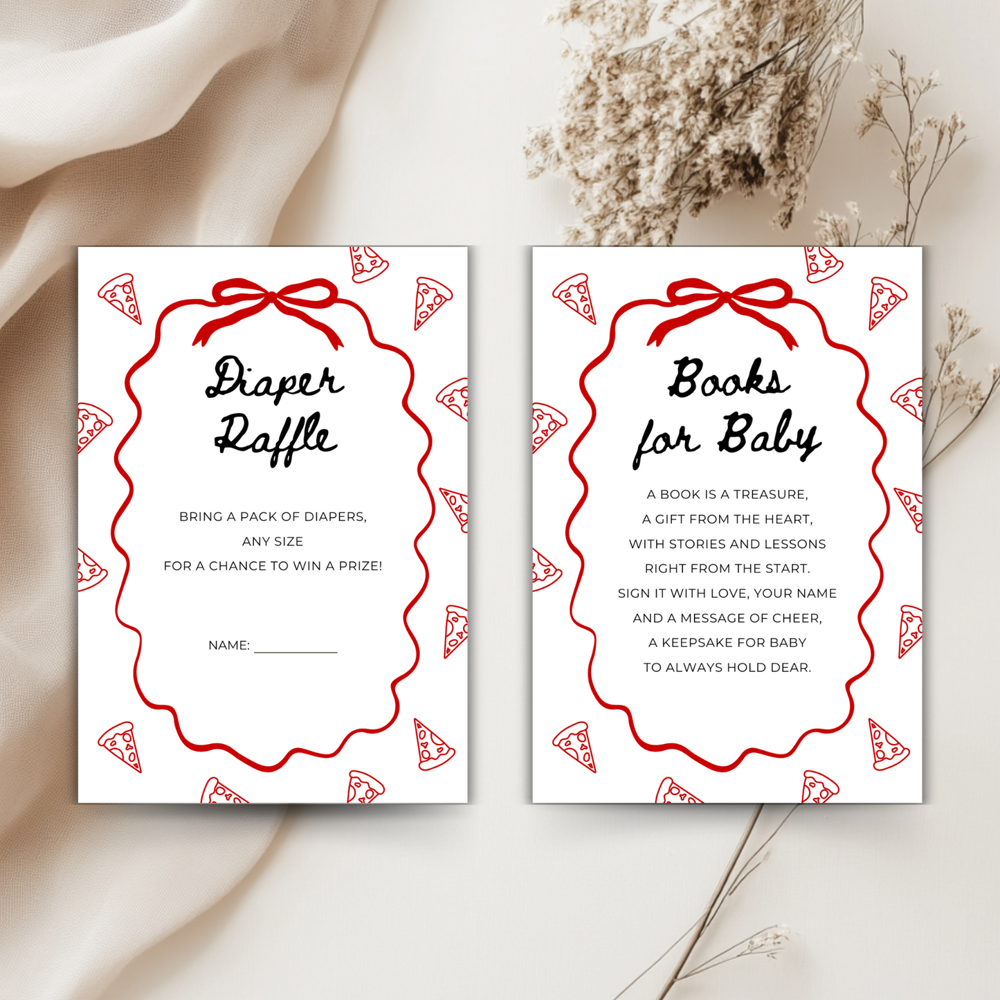 Baby Shower Invitation Bundle - Special Delivery Pizza Italian Food Theme BS137