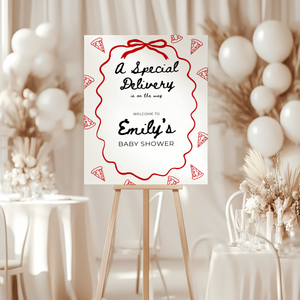 Baby Shower Welcome Sign - Pizza Special Delivery Is On The Way BS137