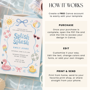 Splish Splash Pastel Baby Shower Invitation L137