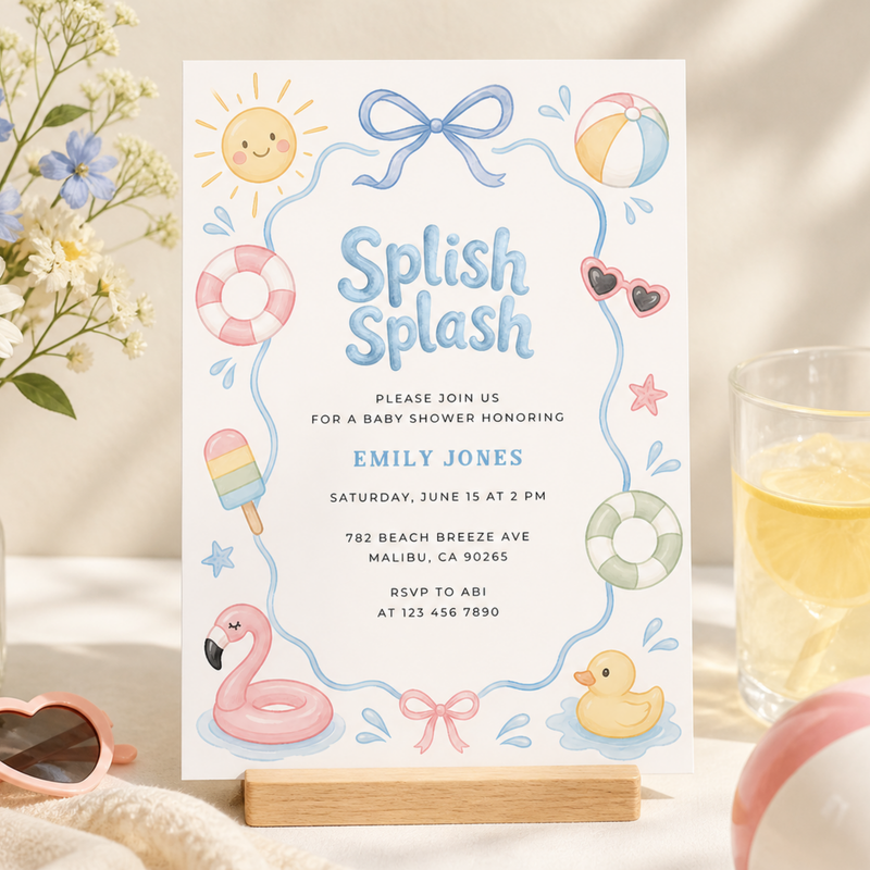 Splish Splash Pastel Baby Shower Invitation L137