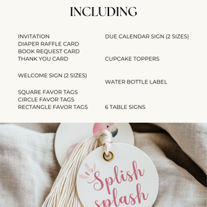 Baby Shower Mega Bundle - Splish Splash Baby Bash Girl Summer Pool Party Pink BS141