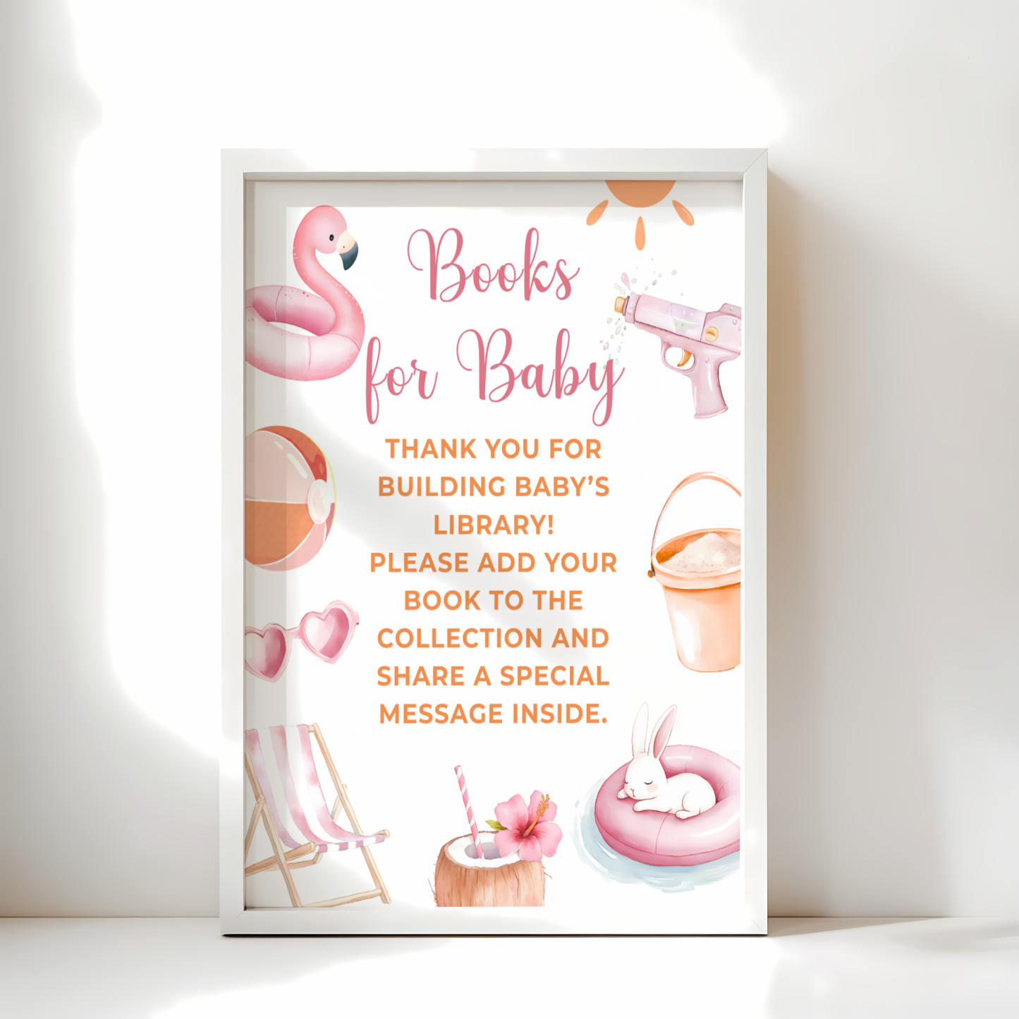 Baby Shower Table Sign Bundle - Splish Splash Girl Summer Pool Party BS141