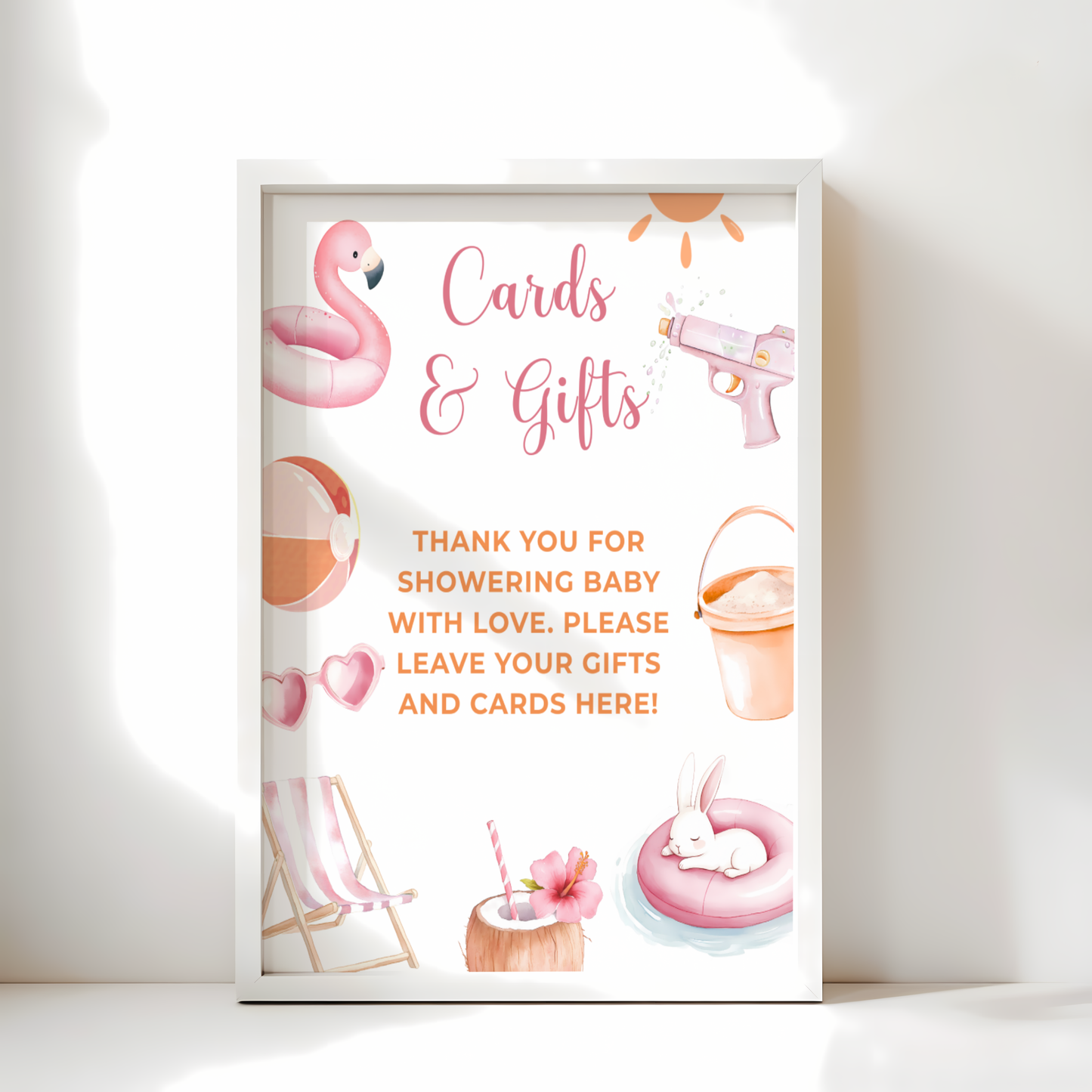 Baby Shower Table Sign Bundle - Splish Splash Girl Summer Pool Party BS141