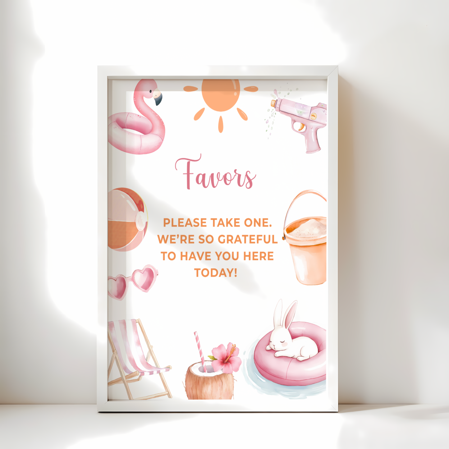 Baby Shower Table Sign Bundle - Splish Splash Girl Summer Pool Party BS141