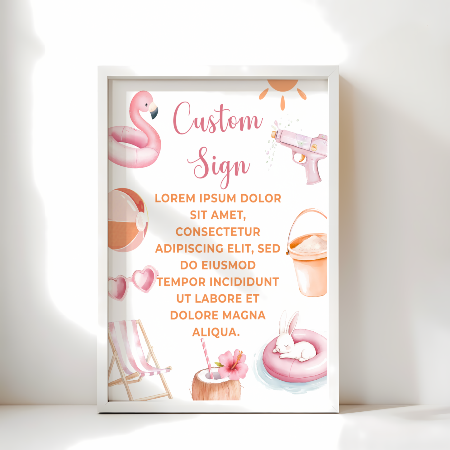 Baby Shower Table Sign Bundle - Splish Splash Girl Summer Pool Party BS141