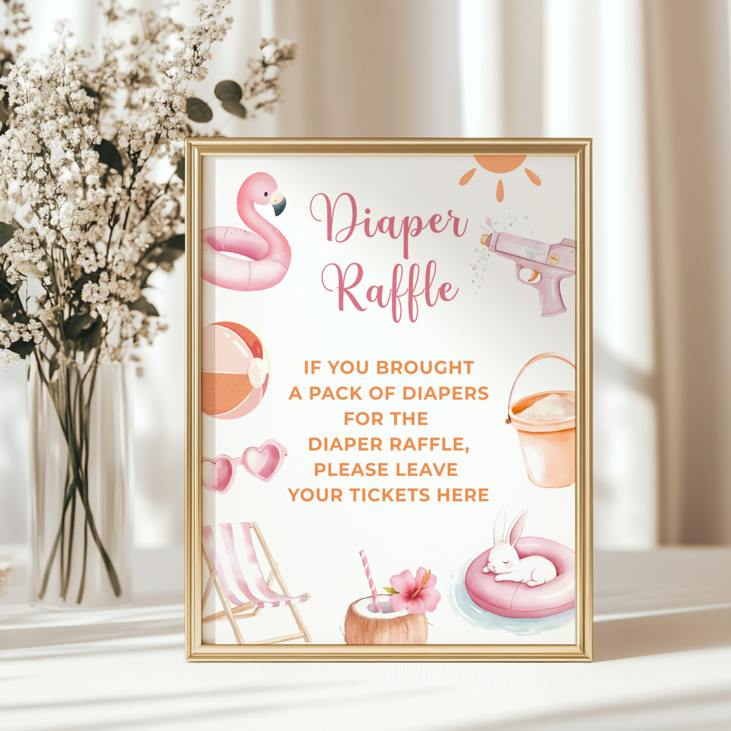 Baby Shower Table Sign Bundle - Splish Splash Girl Summer Pool Party BS141