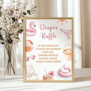 Baby Shower Table Sign Bundle - Splish Splash Girl Summer Pool Party BS141