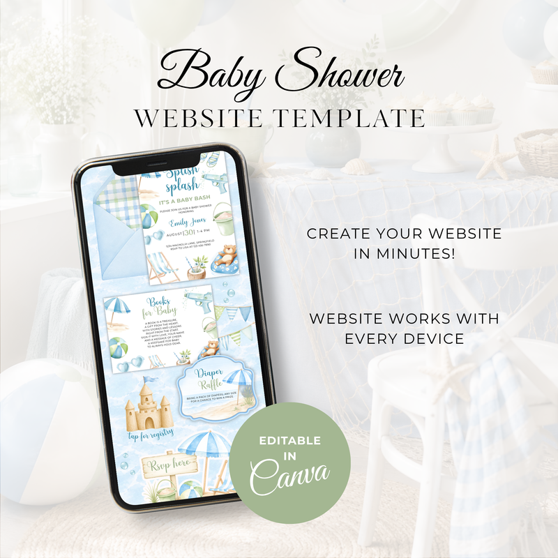 Splish Splash Baby Shower Website Invitation with RSVP BS142
