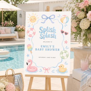 Splish Splash Baby Shower Welcome Sign Template L137