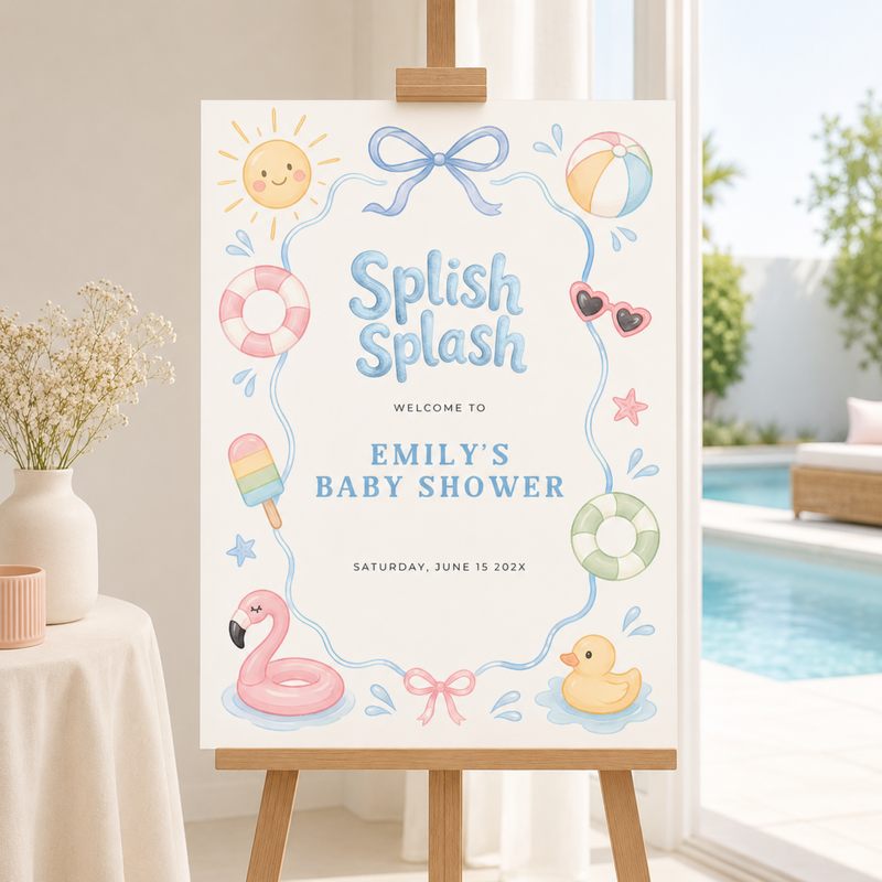 Splish Splash Baby Shower Welcome Sign Template L137