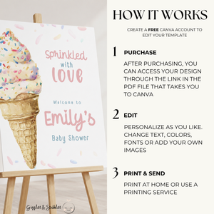 Sprinkled With Love Baby Shower Welcome Sign Ice Cream BS195