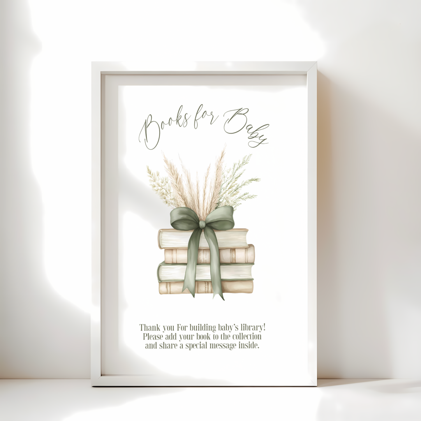 Baby Shower Table Sign Bundle - Sage Green Storybook A New Chapter BS72