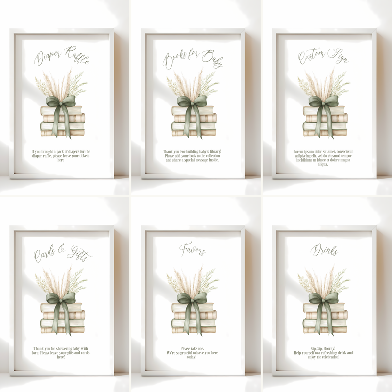 Baby Shower Mega Bundle - Storybook A New Chapter Sage Green Boho BS72