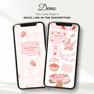 Strawberry Baby Shower Invitation Website with RSVP BS307