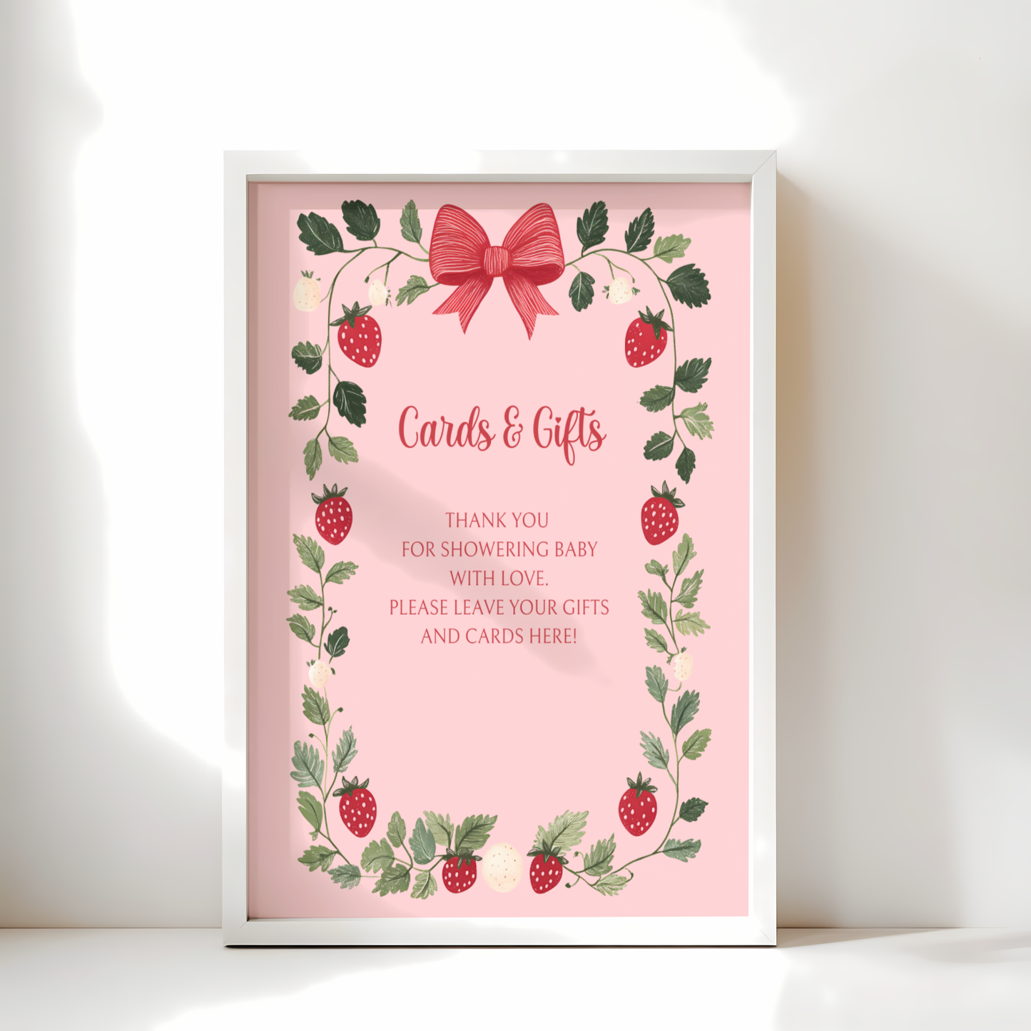Baby Shower Table Sign Bundle - Berry Sweet Pink Strawberry Vintage Floral BS63