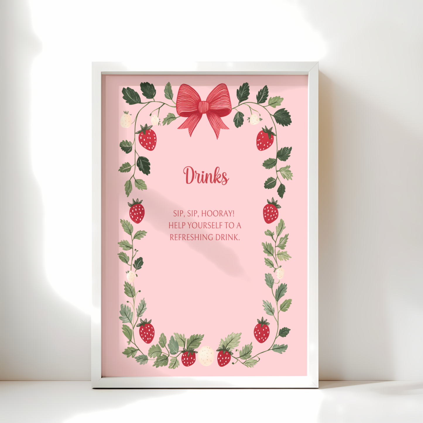 Baby Shower Table Sign Bundle - Berry Sweet Pink Strawberry Vintage Floral BS63