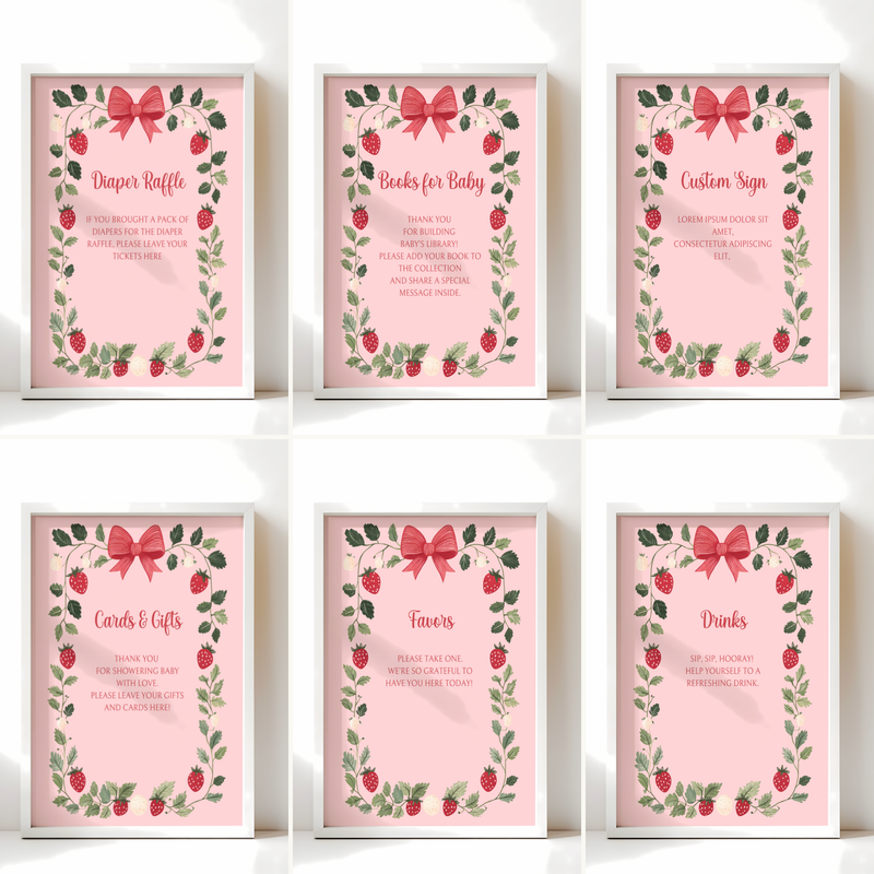 Baby Shower Mega Bundle - Strawberry Berry Sweet Pink Vintage Floral BS63