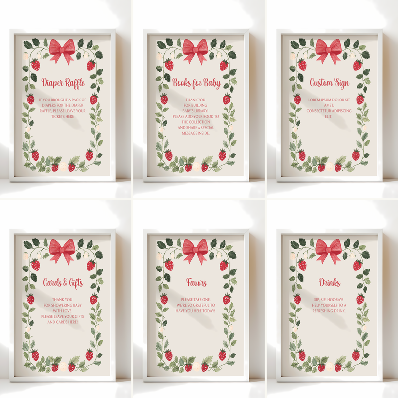 Baby Shower Mega Bundle - Beige Strawberry Berry Sweet Vintage Floral BS63