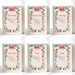 Baby Shower Mega Bundle - Beige Strawberry Berry Sweet Vintage Floral BS63