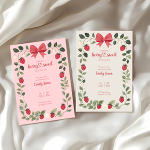 Baby Shower Invitation - Someone Berry Sweet Strawberry Beige BS63