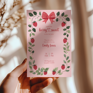 Baby Shower Invitation - Someone Berry Sweet Strawberry Pink BS63