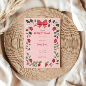 Baby Shower Invitation - Someone Berry Sweet Strawberry Pink BS63