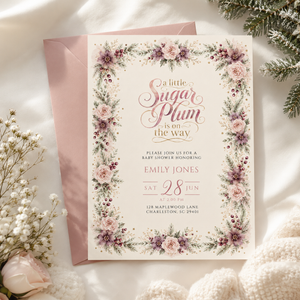 Sugar Plum Christmas Baby Shower Invitation BS329