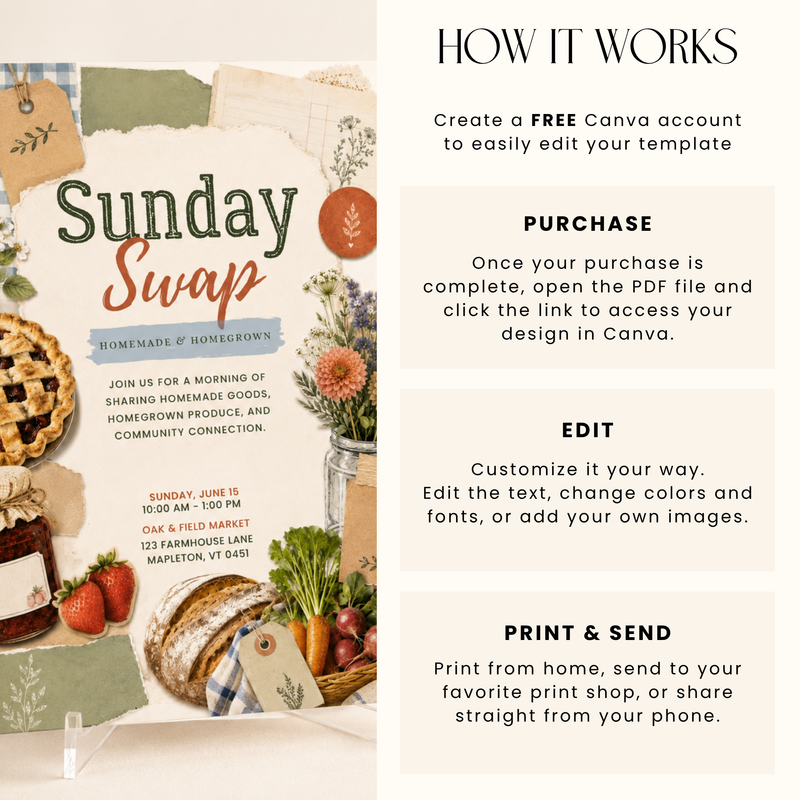 Sunday Swap Farmers Market Invitation Template L154